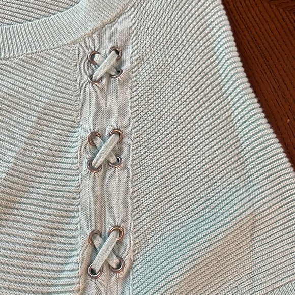 Talbots Light Aqua Short Sleeved Sweater - Picture 5 of 7